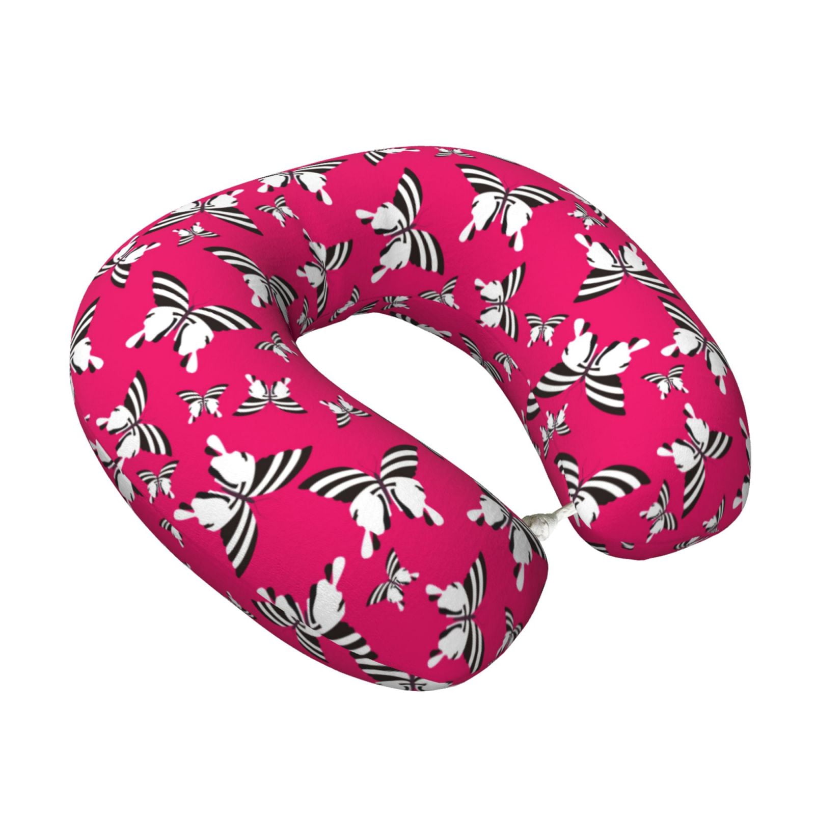 Xecao Butterfly Print Memory Foam Cervical Neck Pillow Versatile U-Shaped Pillows for Home,Office,Camping,Travelling,Soft Washable Cover