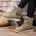 thumbnail image 4 of Khaki Women All-Weather Outdoor Lightweight Thick Sole Lace-Up Shoes For Cold Days Snow Warm Boots With Soft Lining And Secure Fit, 4 of 9