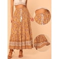 thumbnail image 2 of Falda floral Allegra K Boho Borlas Cintura elástica Casual Maxi Naranja XS, 2 of 5
