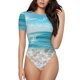 thumbnail image 1 of Fotbe Sunny Ocean Waves Body de Mujer con Cuello Redondo y Mangas Cortas, Sin Mangas Ajustado, Suave, Cómodo y Básico-Small, 1 of 7