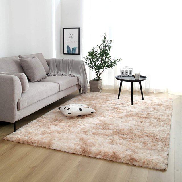 Shaggy Fluffy Rugs Color Gradient Anti Skid Area Rug Dining Room Carpet Bedroom Floor Mat