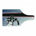 thumbnail image 1 of Americana Cutting Board, Baseball American Football Player Running in Field the Stars Pattern, Decorative Tempered Glass Cutting and Serving Board, Wine Bottle Shape, Multicolor, by Ambesonne, 1 of 1