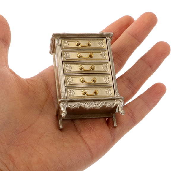 TABLZONE Silver Miniature Dresser Dollhouse Furniture Accessories 1:12 Scale Plastic Vintage Decor for Decoration