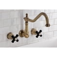 thumbnail image 4 of Kingston Brass KS1283PKX Duchess Double-Handle Wall-Mount Kitchen Faucet, Antique Brass, 4 of 7