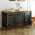 thumbnail image 2 of ModFusion 55" Sliding Door Dog Crate Furniture – Heavy-Duty Metal Frame & Vintage Wood Top, Fits Large Dogs up to 110 lbs, 2 of 9