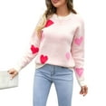 thumbnail image 2 of Gupgi Chandails Cœur d'Amour pour Femmes Hauts de la Saint-Valentin Manches Longues Col Rond Tricoté, 2 of 9