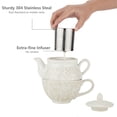thumbnail image 6 of Taimei Teatime Tea Set for Aduts, Creamy White Ceramic Tea for One Set with Honey Sticker, 15 OZ Teapot with Infuser and Cup Set for Loose Leaf Tea, 6 of 9