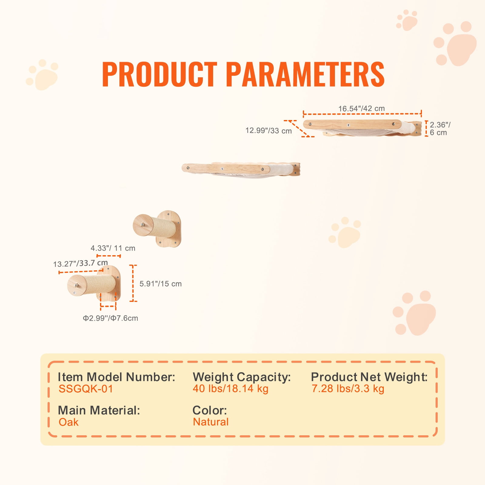 Favory Wall Mounted Cat Shelves, Perches with Jumping Posts & Hammocks, Removable & Washable Coral Fleece for Sleeping, Playing, Climbing, Set of 4