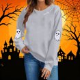 thumbnail image 2 of Atogsazn Women's Halloween Sweatshirt Casual Crew Neck Long Sleeve Pullover Sweater Loose Fall Winter Tops Gray XL Fashion, 2 of 7