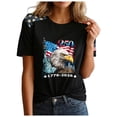 thumbnail image 5 of idosla American 250th Anniversary Rhinestone 3D Printed Design Women's T-Shirt Eagle 1776-2026 America Flag Crew Neck Tee (White, XL), 5 of 6