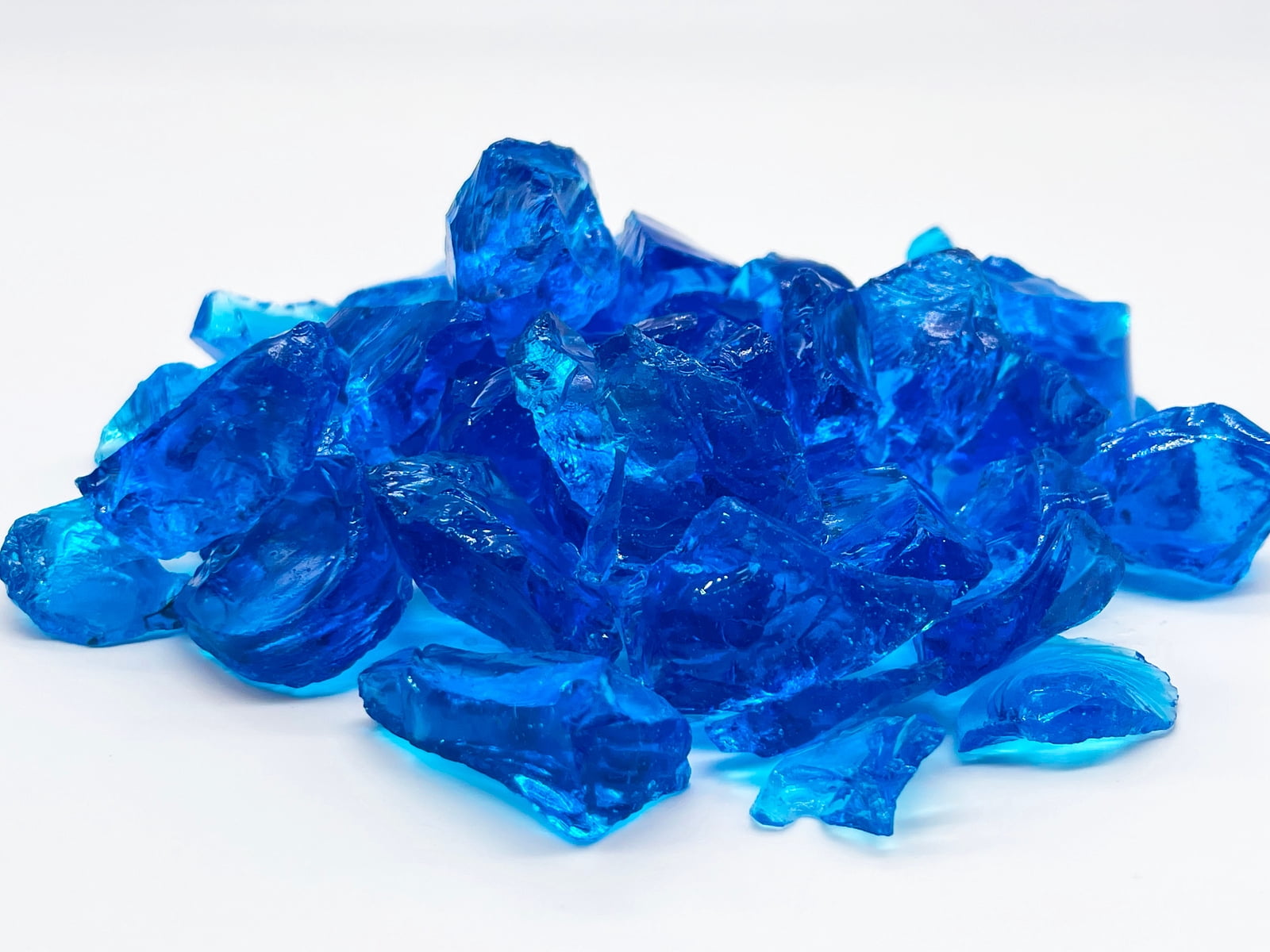 Turquoise Blue Fire Glass Product Sample 2oz - Blue Fire Pit Glass Sample