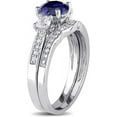 thumbnail image 2 of NYS Jewellrs 14K White Gold Plated 2 Ct Round Cut Blue Sapphire & White Diamond Engagement Bridal Ring Set For Women's 925 Sterling Silver -9, 2 of 3