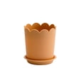 thumbnail image 2 of Plastic Flower Pot with Drainage Hole and Saucer, 6 Inch Decorative Resin Planter with Petal Rim, Frosted Indoor Outdoor Plant Pot for Houseplants, Succulents, Herbs, 2 of 6