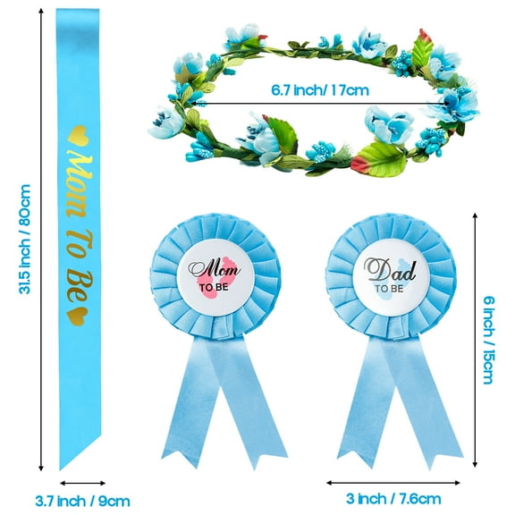 2ooya Maternity Accessories Set, Floral Wreath for Maternity Photography,4 Pcs Blue