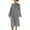 Gray, variant on Women's Long Sleeve Cotton Linen Dress Tie Neck Loose Midi Dress Casual Vacation Summer Dress with Pockets for Everyday Use,L,Gray