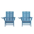 thumbnail image 2 of BizChair Adirondack Chair with Cup Holder, Weather Resistant HDPE Adirondack Chair in Blue, Set of 2, 2 of 12