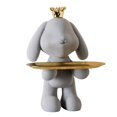thumbnail image 2 of GUOOL Resin Tray Crown Rabbit Girl Key Storage Ornaments Fruit Snack Tray Living Room Gray, 2 of 8