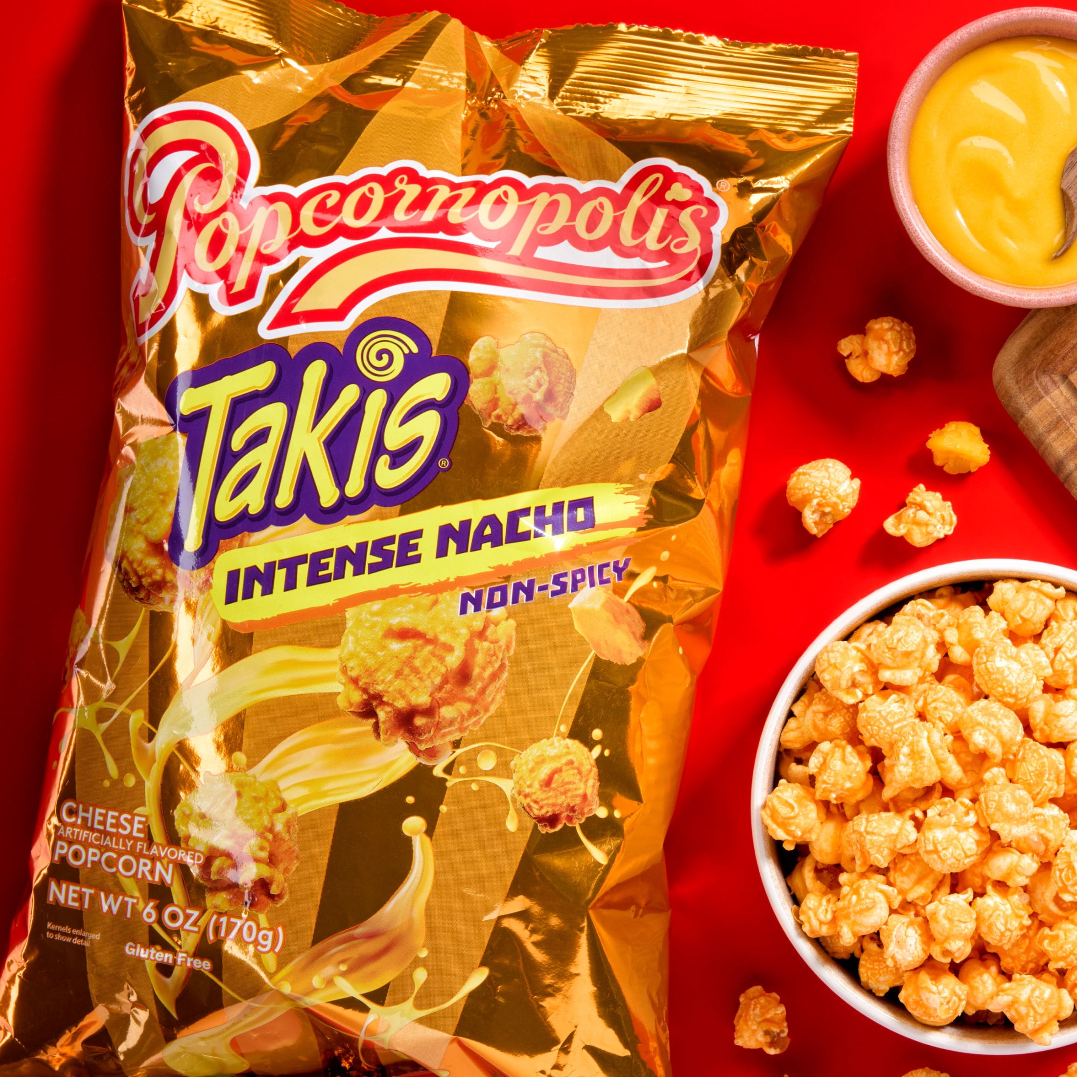(3 pack) Popcornopolis Intense Nacho Takis 6 oz Bag, Cheese Popcorn
