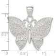 thumbnail image 2 of 925 Sterling Silver Solid Polished and Textured Butterfly Angel Wings Pendant Necklace 30x30mm Wide Pendant for Women, 2 of 2