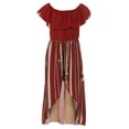 thumbnail image 2 of Big Girls 2 Ways Ruffle Hi Lo Maxi Skirt Romper Belt Jumpsuit Romper USA Burgundy 8 (2J1K42S), 2 of 4