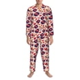 thumbnail image 3 of Lsque rock Skull record heart Pattern Long Sleeve Pajama Set for Men - Soft 2-Piece Sleepwear and Loungewear Set with Pockets, Comfy Nightwear-X-Large, 3 of 7