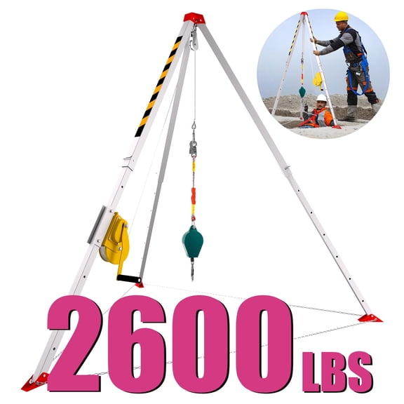 Confined Space Tripod, Confined Space Rescue Tripod, Confined Space Tripod Kit, Adjustment Protection Chain, Aluminum, Fall Arrester with Full-body Security Harness for Tunnel