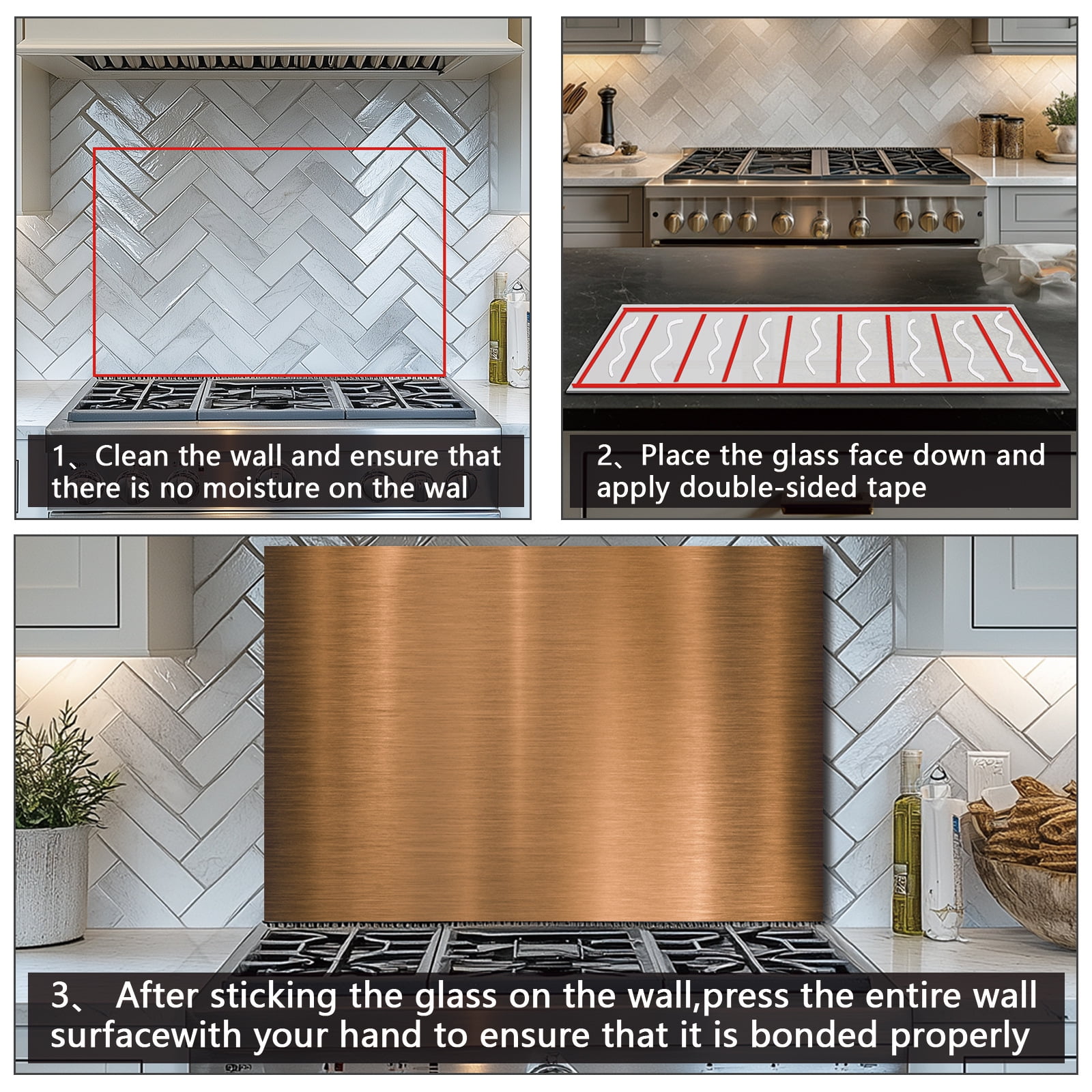 Mottled Wall Tempered Glass Backsplash For Kitchen Behind Stove,Stove Back Top Cover,Easy to Clean Glass Splashback, Sink Cover Splash Guard,Home Kitchen Wall Decor