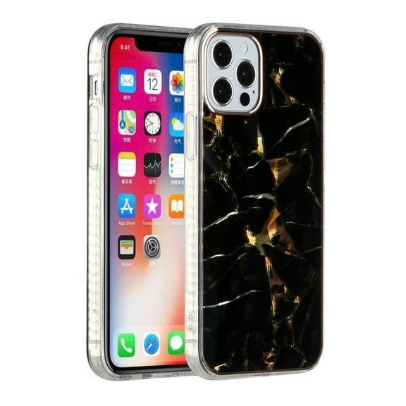 Case for Apple iPhone 11 (6.1") Colorful Holographic 3D Effect Electroplated Design Hybrid Slim TPU Armor Phone Cover for iPhone 11 by Xpm - Black Gold Marble