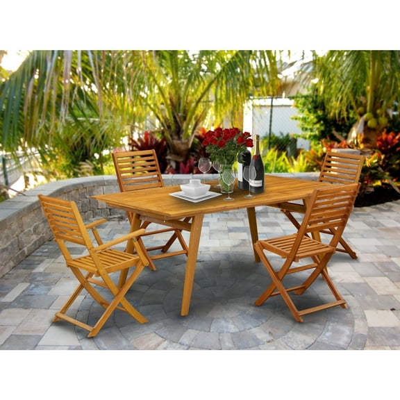 Victorian 5Piece Patio Dining Set - Outdoor Chairs & Table - Natural Oil Finish - Garden Furniture