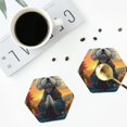 thumbnail image 4 of Junzan Sunset Meditating Bichon Frise Print Coasters for Drinks - Leather Coasters Set of 4 for Coffee Table for Housewarming/Kitchen/Bar/Decor -Hexagon, 4 of 6