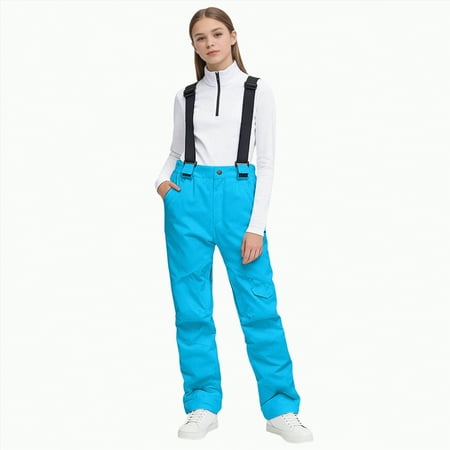 HCNTES Children s Insulated Snowsuit with Adjustable Straps Kids Winter Bib Overalls for Skiing Outdoor Fun(A01-Light Blue S)