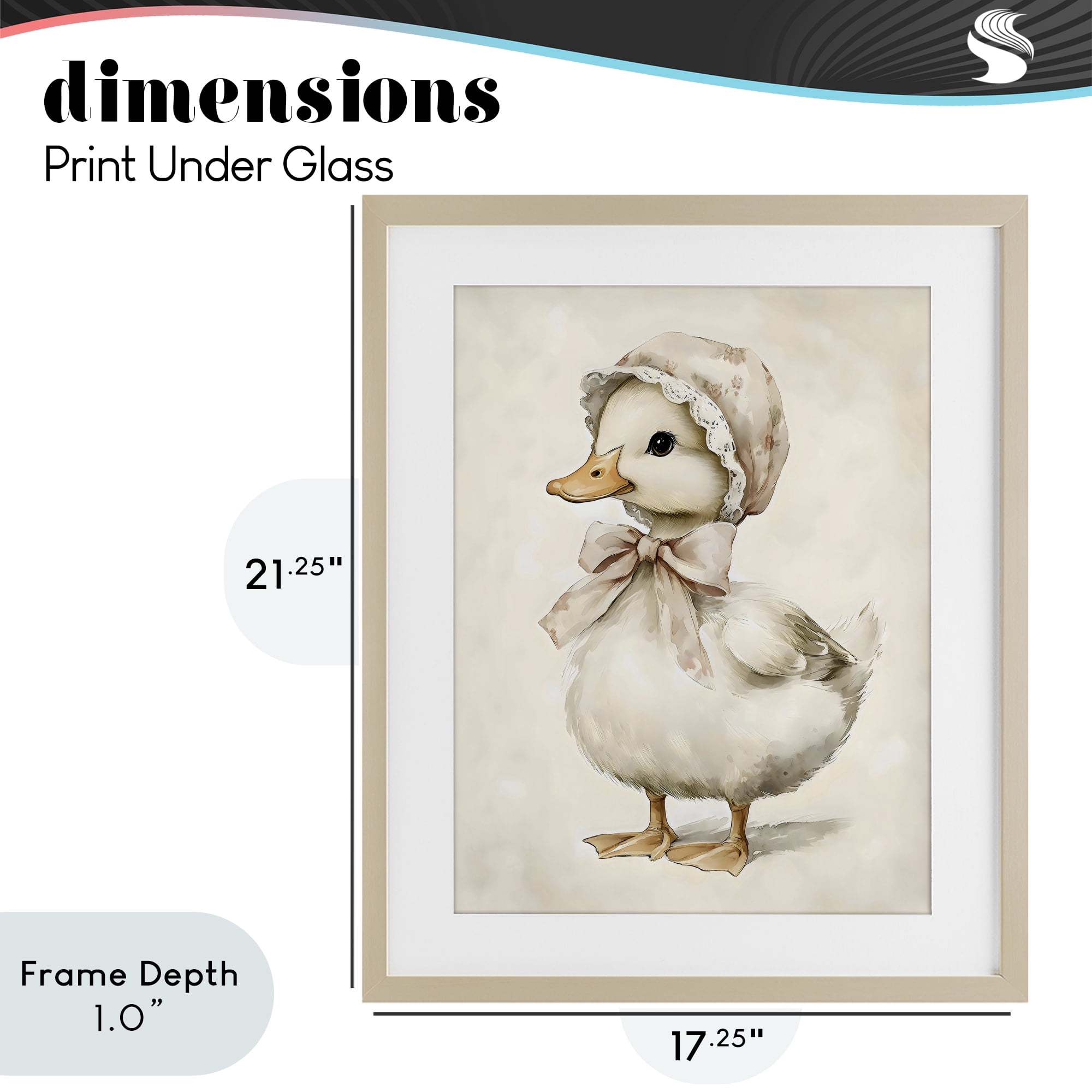Stupell Industries Duck Wearing Bonnet Birch Framed Print Under Glass, design by Arlington Prints