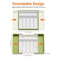 thumbnail image 4 of Lifewit Silverware Drawer Organizer, Expandable Utensil Tray for Kitchen, BPA Free Flatware and Cutlery Holder, Adjustable Plastic Storage for Spoons Forks Knives, Large, Green&White, 4 of 9