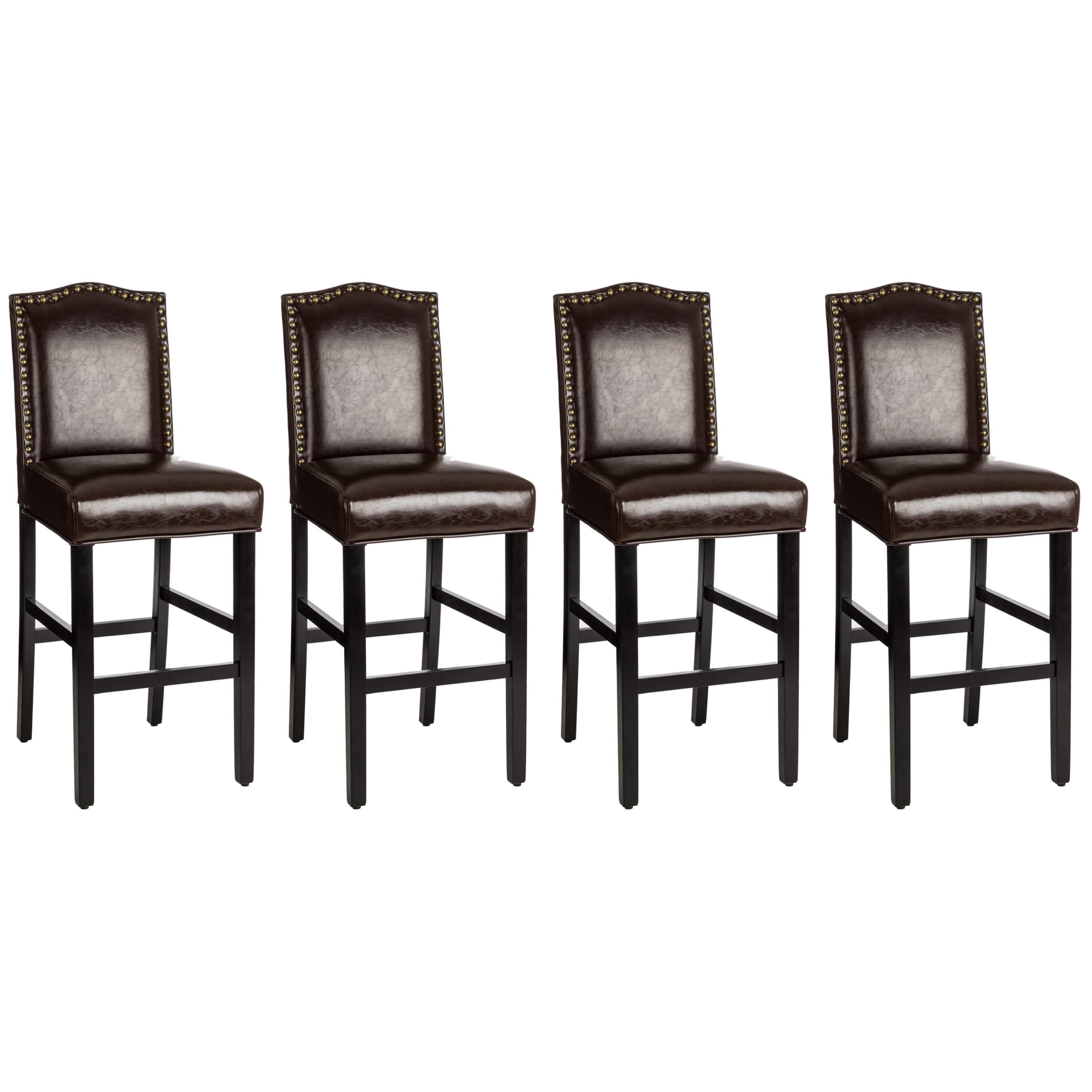 Glitzhome Counter Height Stools Bonded Leather Highback Barchair with