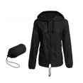 thumbnail image 3 of Hooded Solid Color Long Sleeved Coat Outdoor Rainproof Windbreaker with Pockets Blue L, 3 of 7