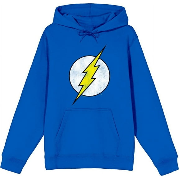 The Flash Thunderbolt Logo Adult Blue Long Sleeve Hoodie-Medium