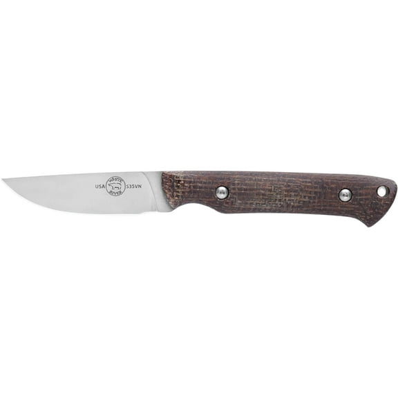White River Knives Small Game Fixed Blade Knife 2.62" Drop Point CPM S35VN Stonewashed Blade Burlap Micarta Handle Natural