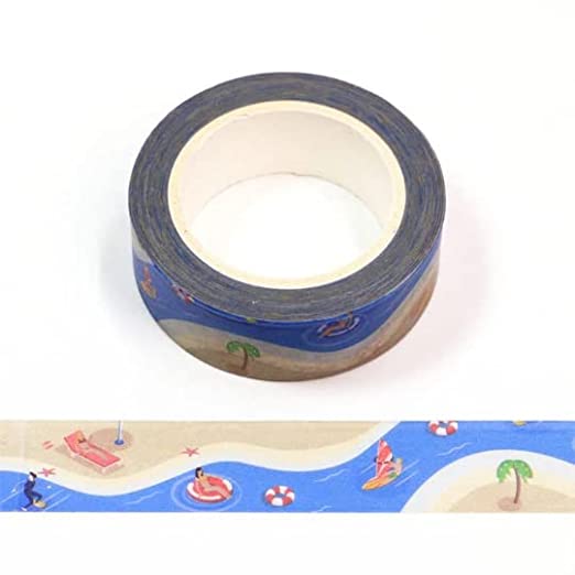 Beach Holiday Vacation Washi Tape UK Quality Masking Tape Crafts Eco Friendly Bullet Journal