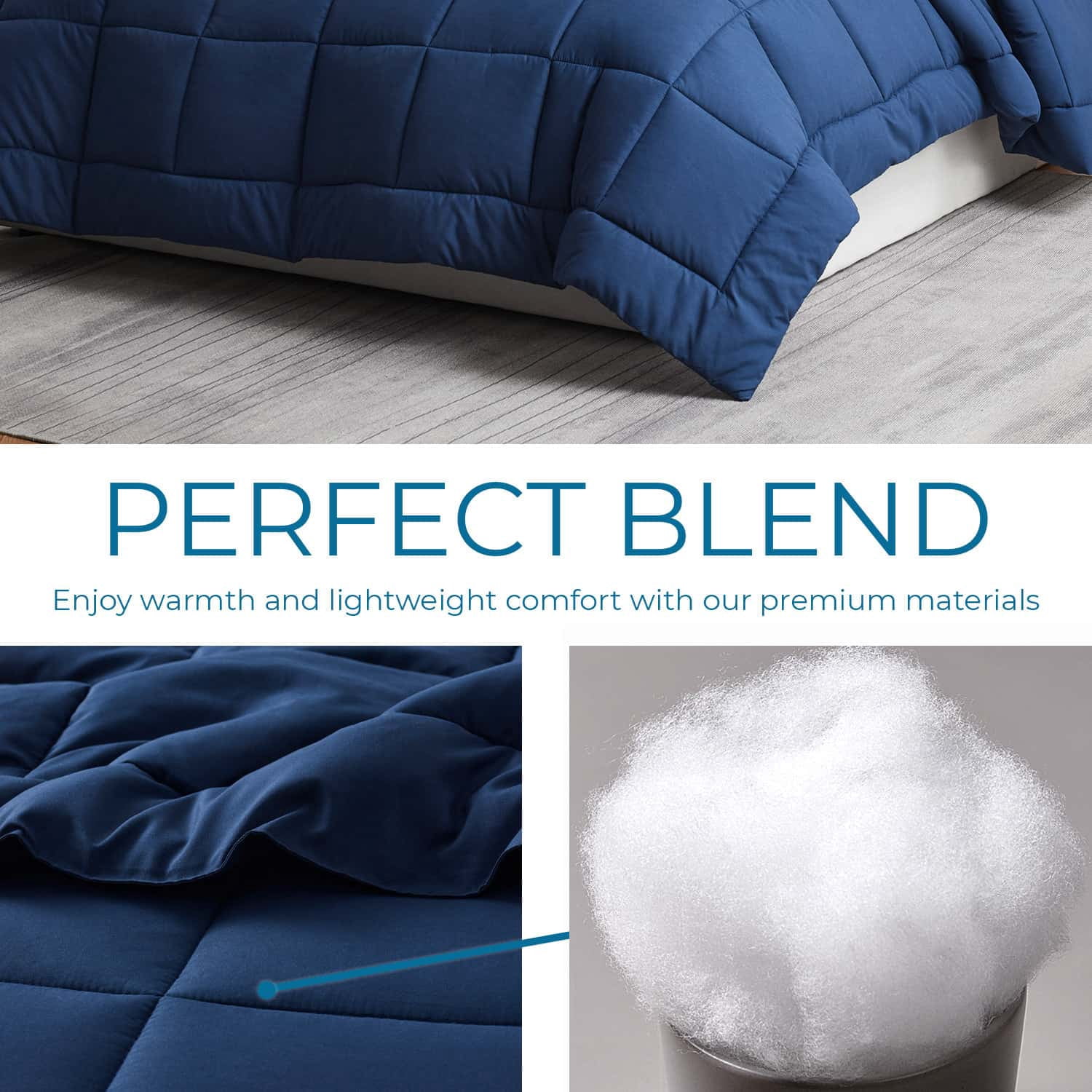 LammaLoe Oversized King Comforter, Quilted Down Alternative Comforter, All Season Duvet Insert with Corner Tabs, Navy