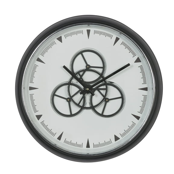 DecMode 20" x 20" Black Analog Round Contemporary Wall Clock, 67533