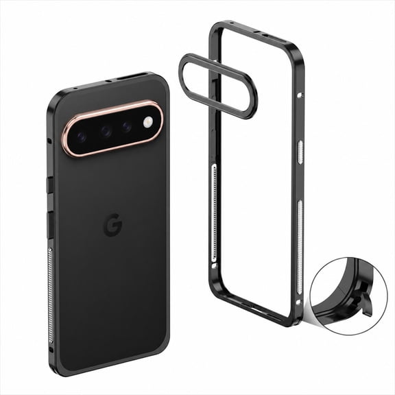Sanwo for Google Pixel 11 Pro XL Metal Bumper Frame Case with Camera Lens Protector,Heat Dissipation Design, Shock-Absorbent Protection,Black