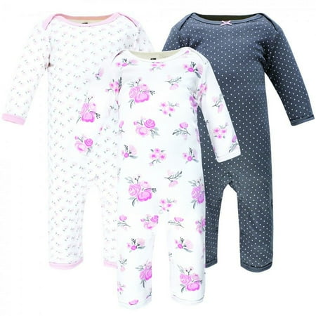 UPC: 0660168173673 | Hudson Baby Infant Girl Cotton Coveralls Basic Pink Floral 6-9 Months