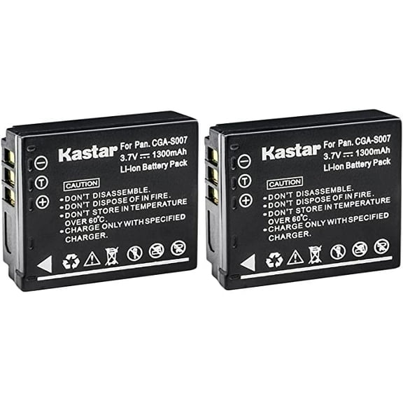 Kastar 2-Pack CGA-S007 Battery Replacement for Panasonic Lumix DMC-TZ1S, Lumix DMC-TZ2, Lumix DMC-TZ2A, Lumix DMC-TZ2K, Lumix DMC-TZ2S, Lumix DMC-TZ3, Lumix DMC-TZ3A, Lumix DMC-TZ3K Camera