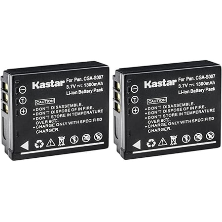 Kastar 2-Pack CGA-S007 Battery Replacement for Panasonic Lumix DMC-TZ1S Lumix DMC-TZ2 Lumix DMC-TZ2A Lumix DMC-TZ2K Lumix DMC-TZ2S Lumix DMC-TZ3 Lumix DMC-TZ3A Lumix DMC-TZ3K Camera