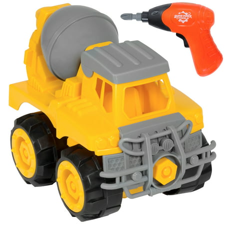 Best Choice Products Kids Assembly Take-A-Part Cement Mixer Toy Construction Vehicle Play Set w/ Toy Drill, (Best Java Build Tool)