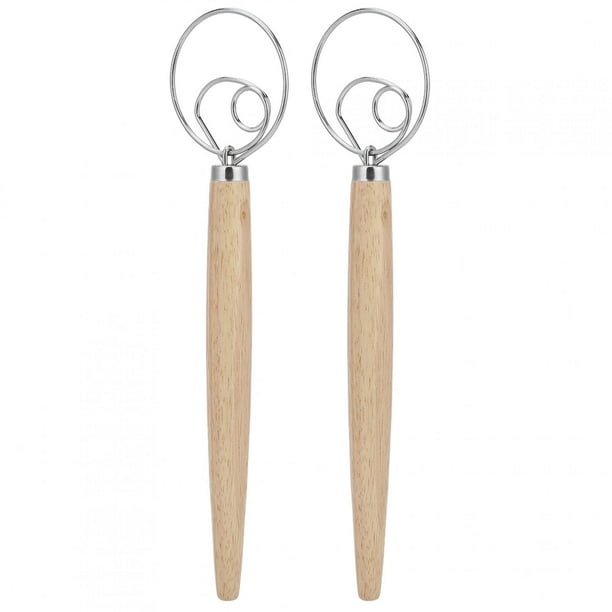 2 Varillas Para Batidor De Huevos, Con Mango De Roble, Varilla Mezcladora De Masa De Acero Inoxidable, Para Repostería, Herramienta De Cocina, Cocina, Fiesta En Casa, Utensilios