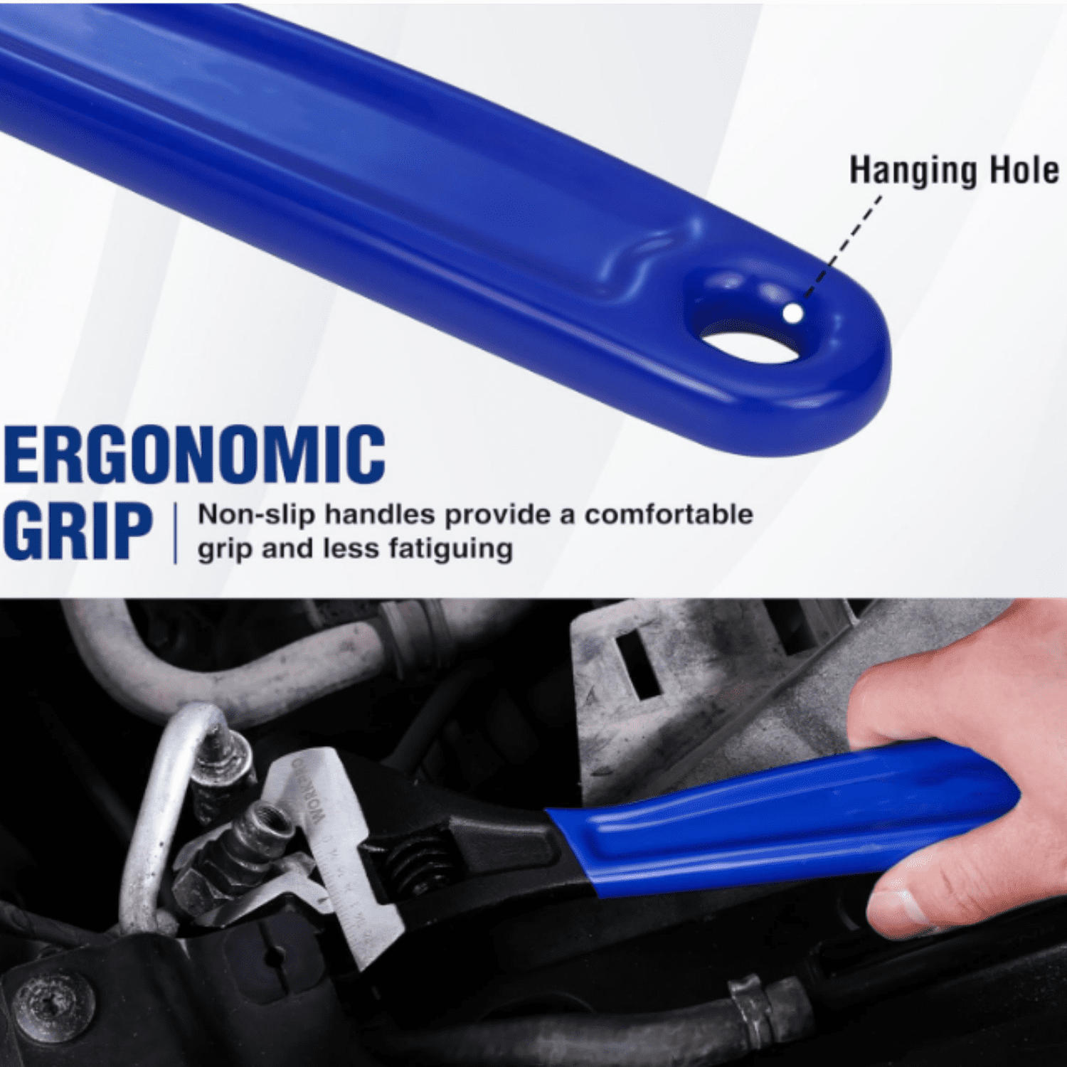 5-piece Adjustable Wrench Set, 4-Inch & 6-Inch & 8-Inch & 10-Inch & 12-Inch Wrenches, Wide Jaw Black Oxide Wrench, Metric & SAE Scales, Cr-V Steel, for Home, Garage, Workshop