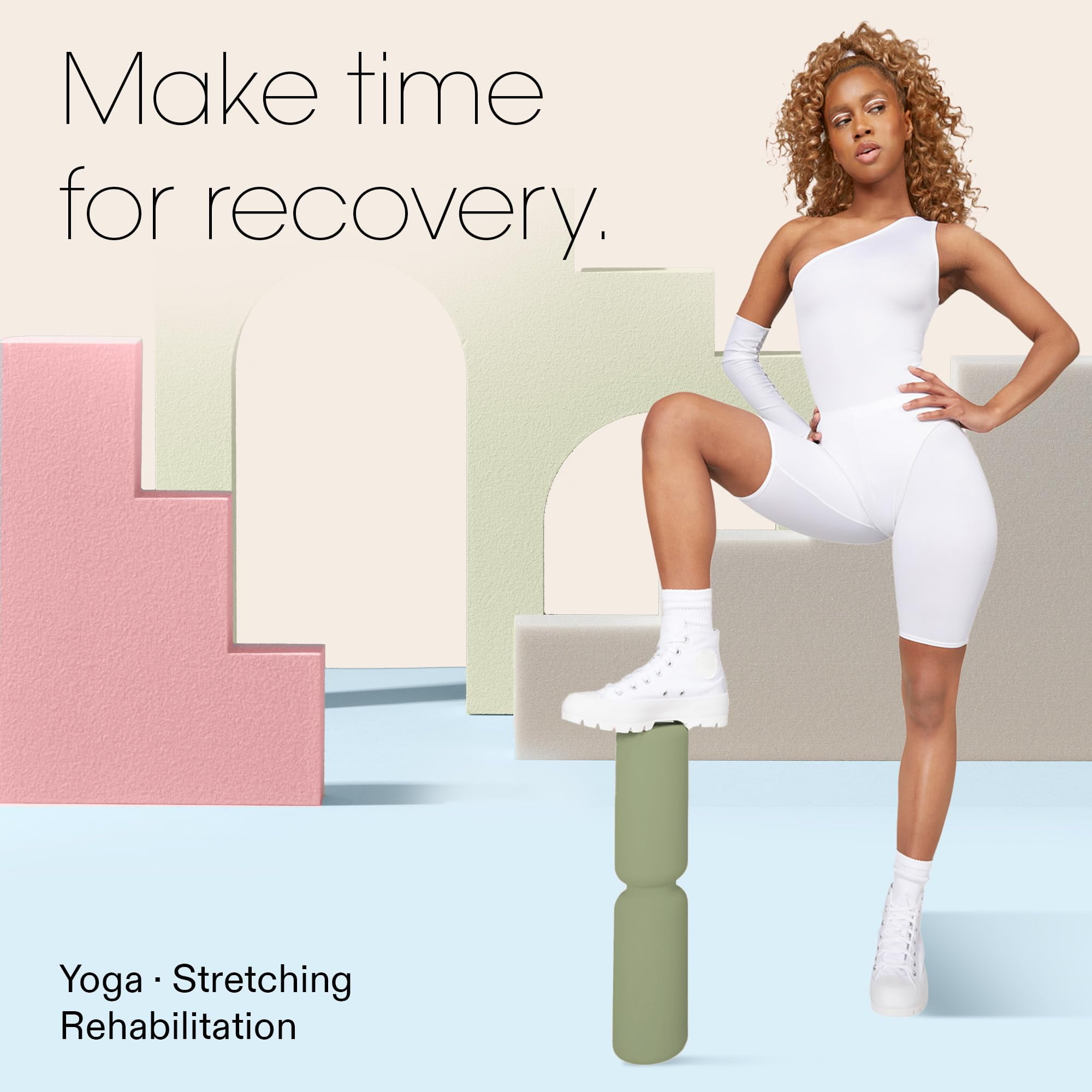 Bala Hourglass Foam Roller (Sage) - Soft Density Back Roller Foam for Physical Therapy