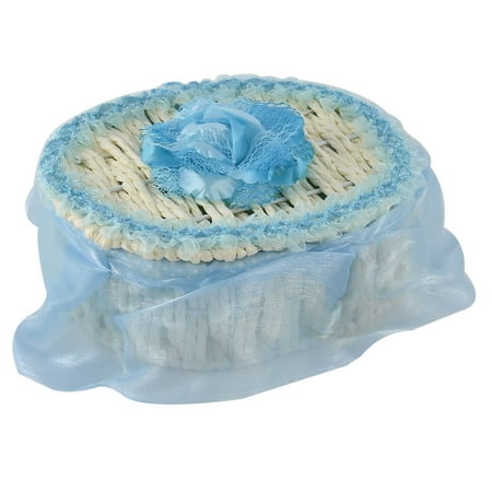 Classic Weave Tissue Uxcell Rural Natural Style Paper String Weave Oval Shaped Tissue Box Container Blue ()