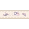 thumbnail image 5 of Dundee Deco's Peel and Stick Wallpaper Border - Kids Beige Pink Purple Tiaras Wall Border Retro Design, 15 ft x 7 in, Self Adhesive, 5 of 6